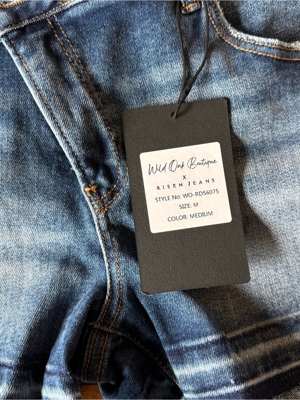 Risen by W.O. Denim Dark Blue Washed Cutoff Jean Shorts - Picture 6 of 14